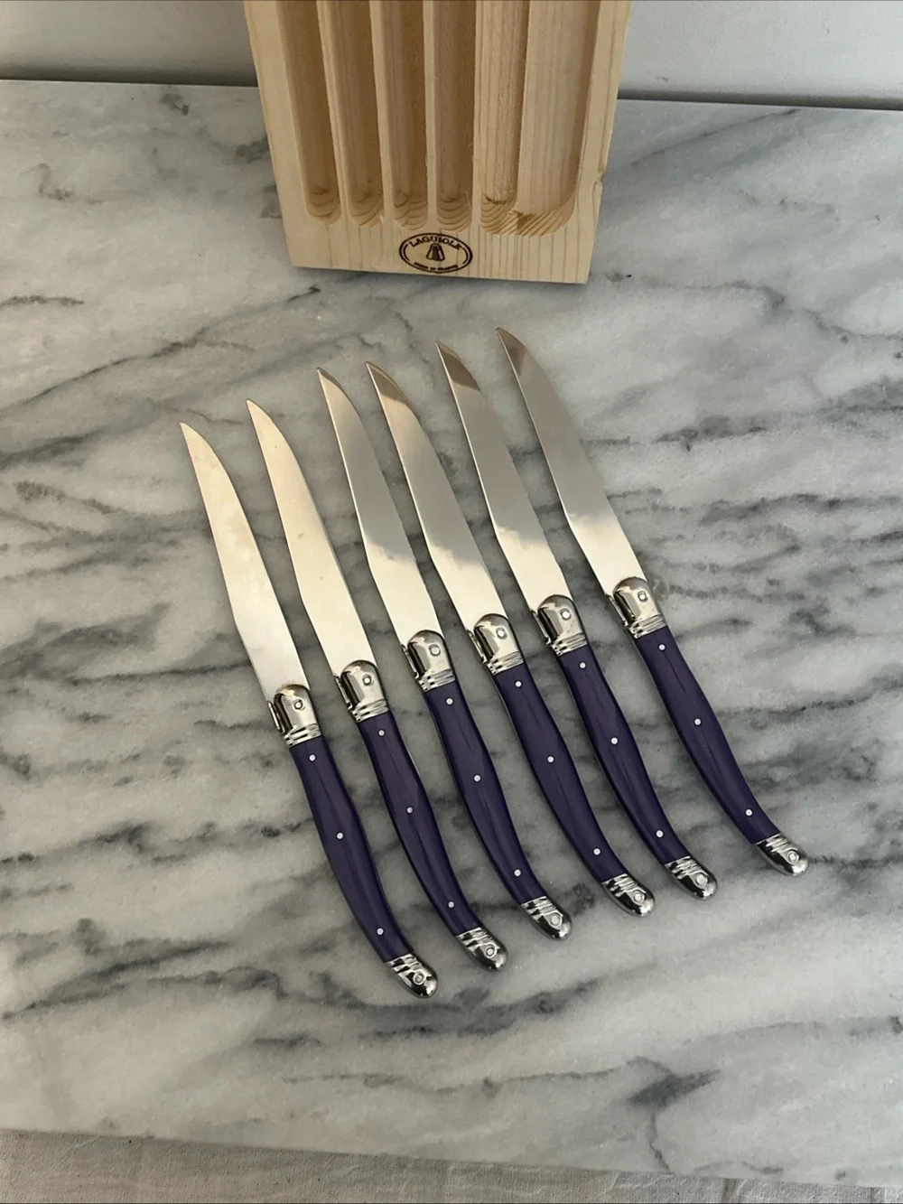 Laguiole Purple Handle 6-Piece Steak Knife Set